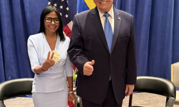 Delcy Rodríguez y Donald Trump durante su encuentro en Nueva York el 23 de septiembre de 2026
